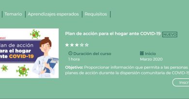 Pantalla con Plan de acción para el hogar ante COVID-19